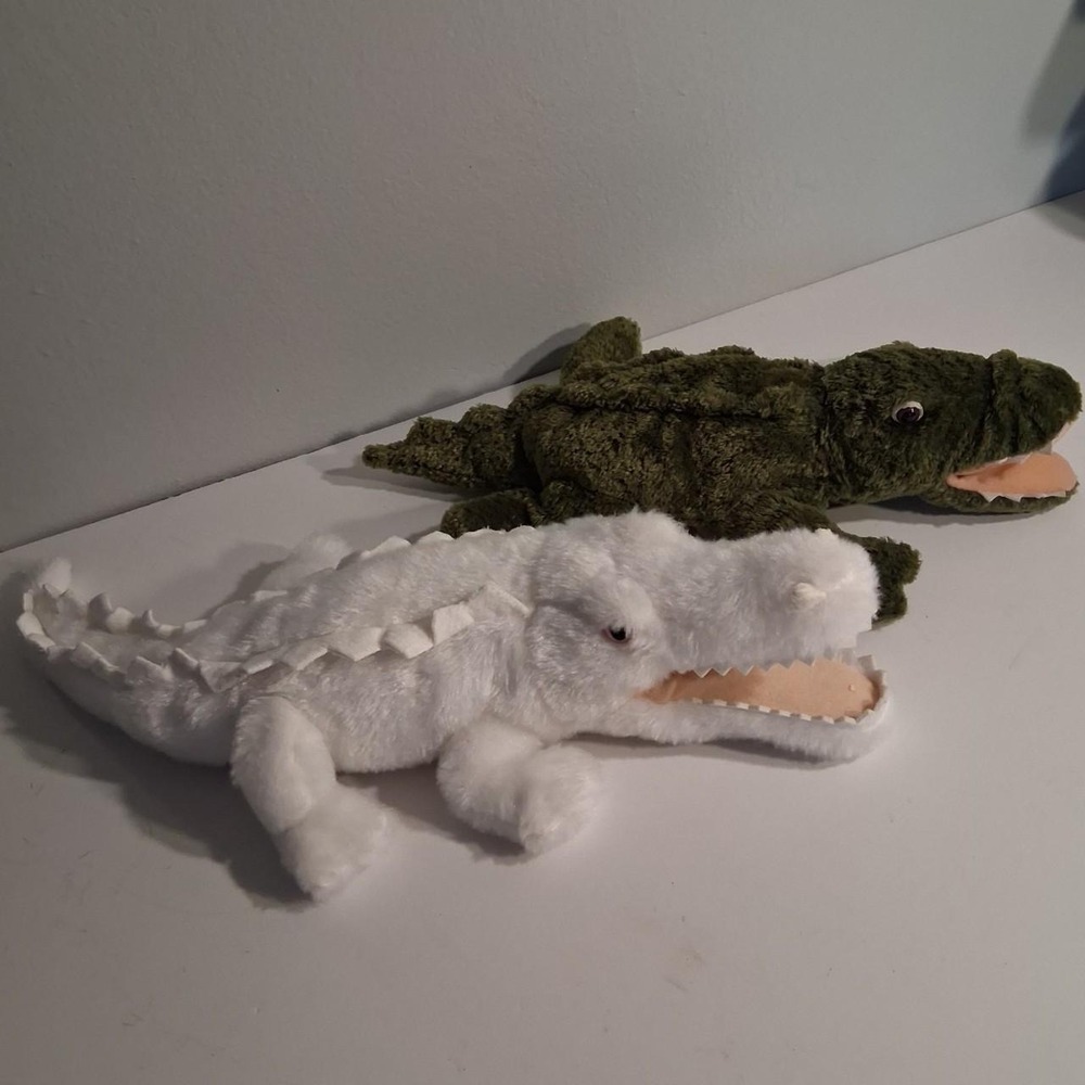 BUNDLE  Green and white plush crocodile toys super cute soft plush.